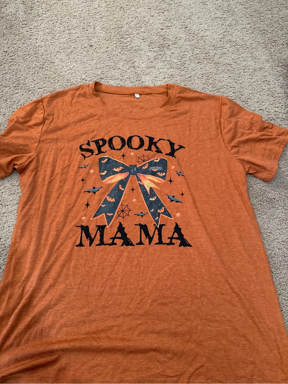 Girls' Orange 'Spooky Mama' Short Sleeve Halloween Tee